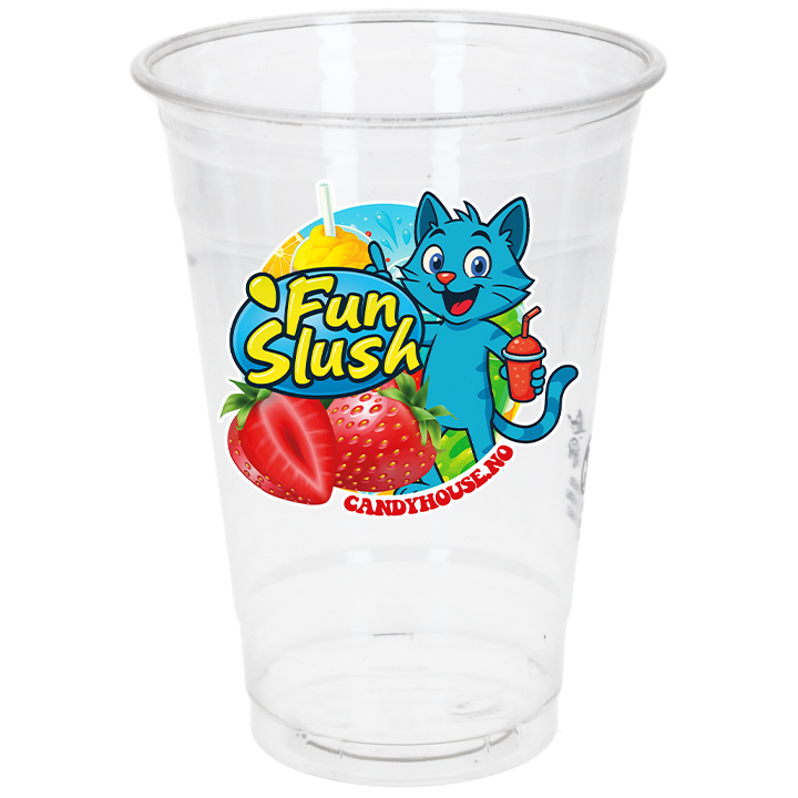 Plastglass "Fun slush" 0,4 liter. R-Pet (Ø95mm) 50stk