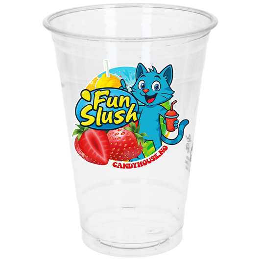 Plastglass "Fun slush"          0,4 liter.  R-Pet (Ø95mm) 50stk